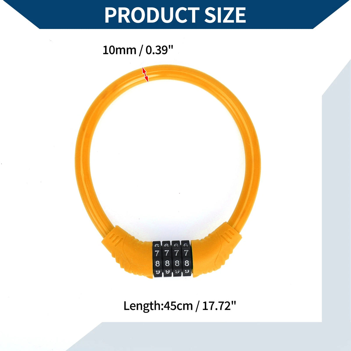 Bicycle Lock Ring Anti-Theft 4-Digit Resettable Mini Lock - Orange
