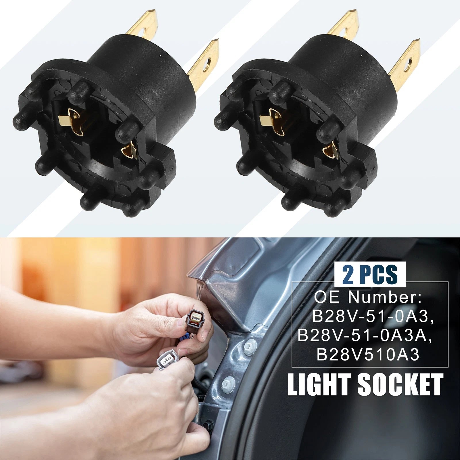 Headlight Bulb Socket Adapter for Mazda 3 2004-2009 (Set of 2)