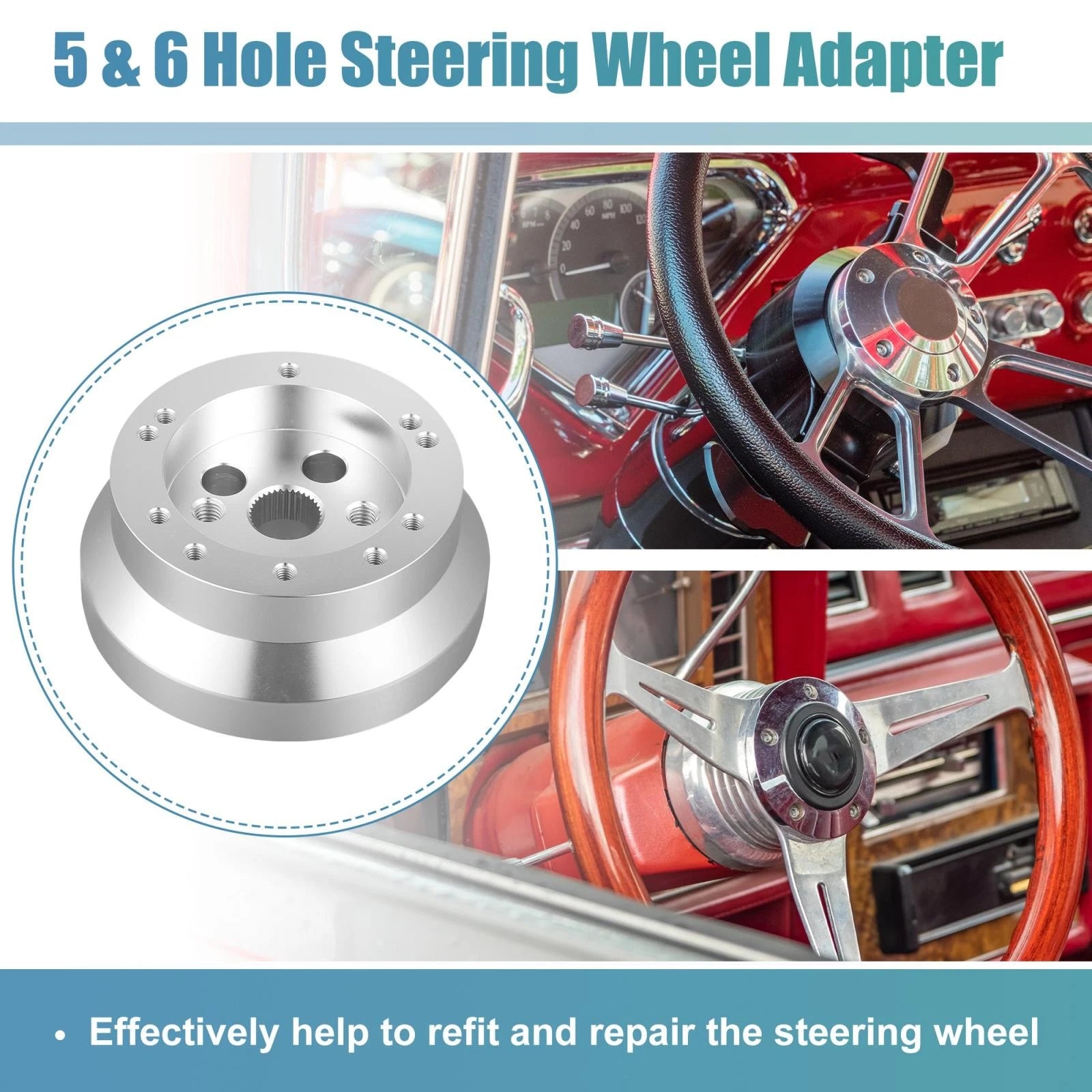 Steering Wheel Short Hub Adapter 6 Hole for GM Chevy T Columns (1934–1969)
