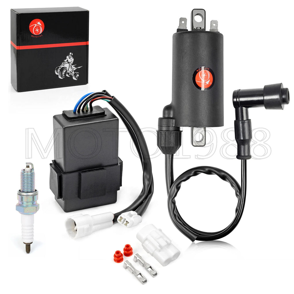 Ignition Coil CDI Spark Plug Kit for Kawasaki Bayou 300 KLF300C KLF300B (1988–2004)