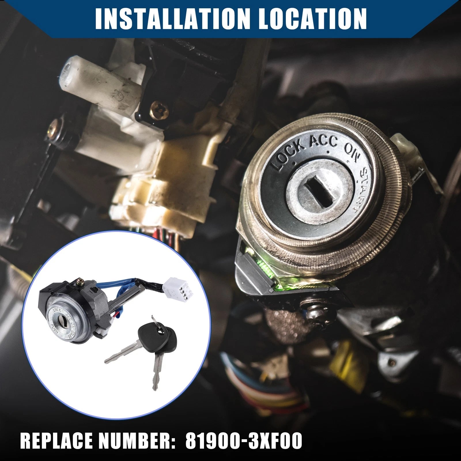 Ignition Switch Lock Cylinder Replacement with 2 Keys for Hyundai Elantra (2011–2016)
