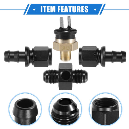 Fan Coolant Hose Thermostat Switch Kit 6AN 150°F On - 135°F Off for Car