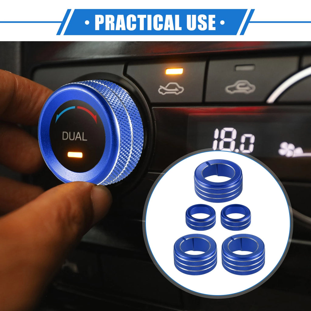 5 Pcs AC Climate Control Knob Rings Durable Blue for Toyota 4Runner (2010–2022)