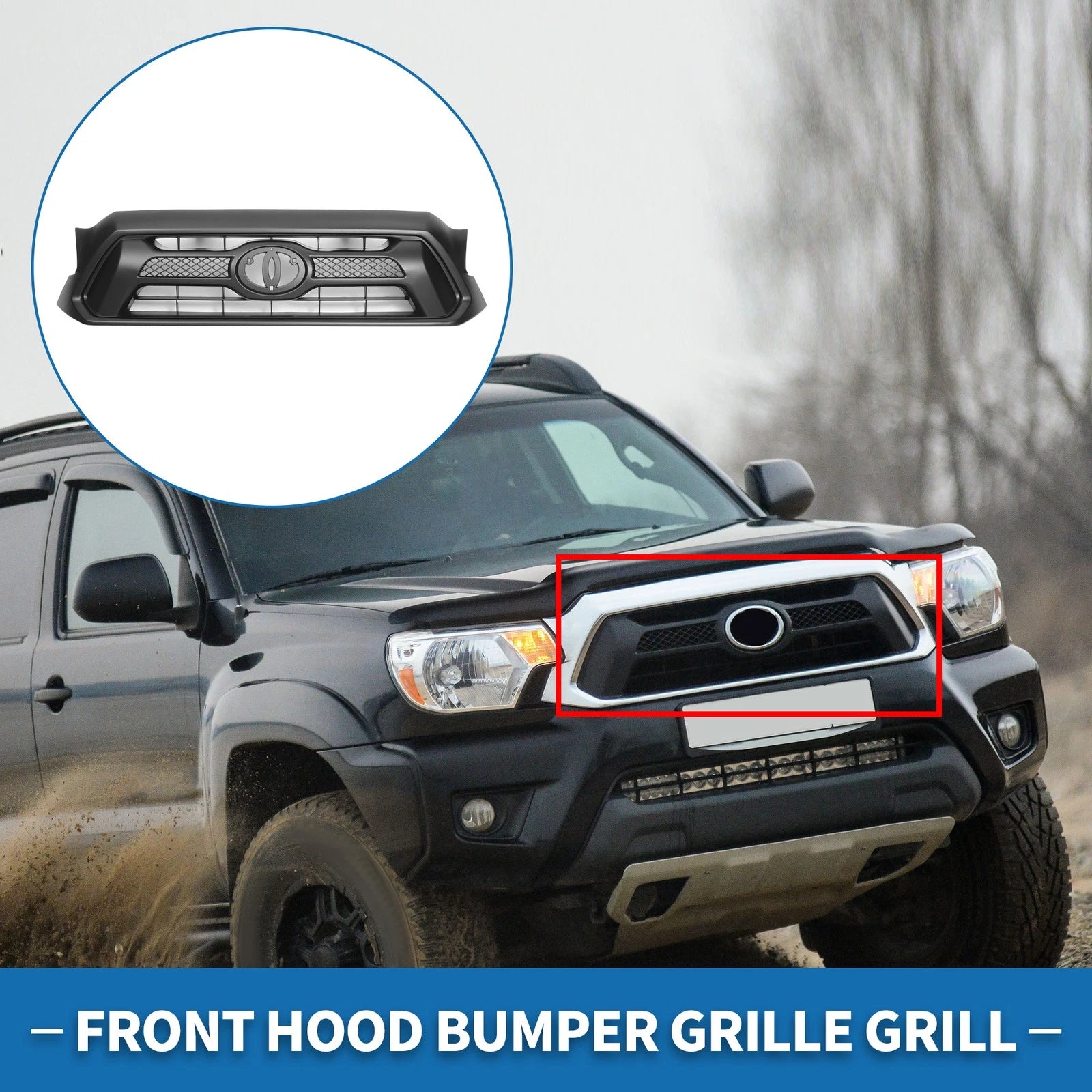 Front Hood Bumper Grille Grill Replacement for Toyota Tacoma (2012–2015)