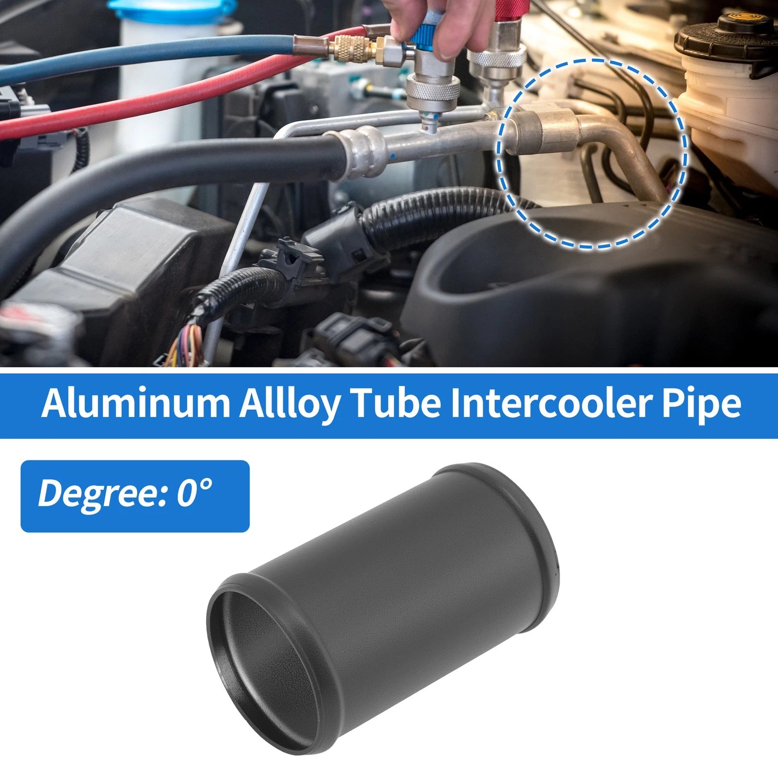 2.76" OD Intercooler Pipe for Universal Applications (0° Angle, Black)