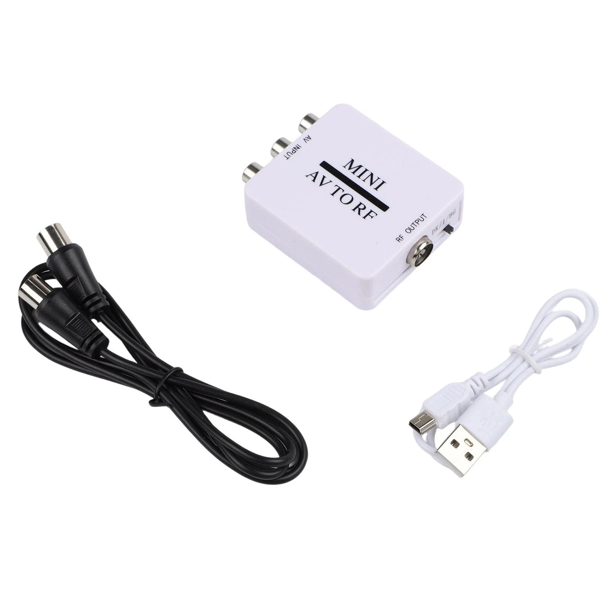 Composite AV to RF Coaxial Video Modulator Adapter for VHS VCR DVD Devices