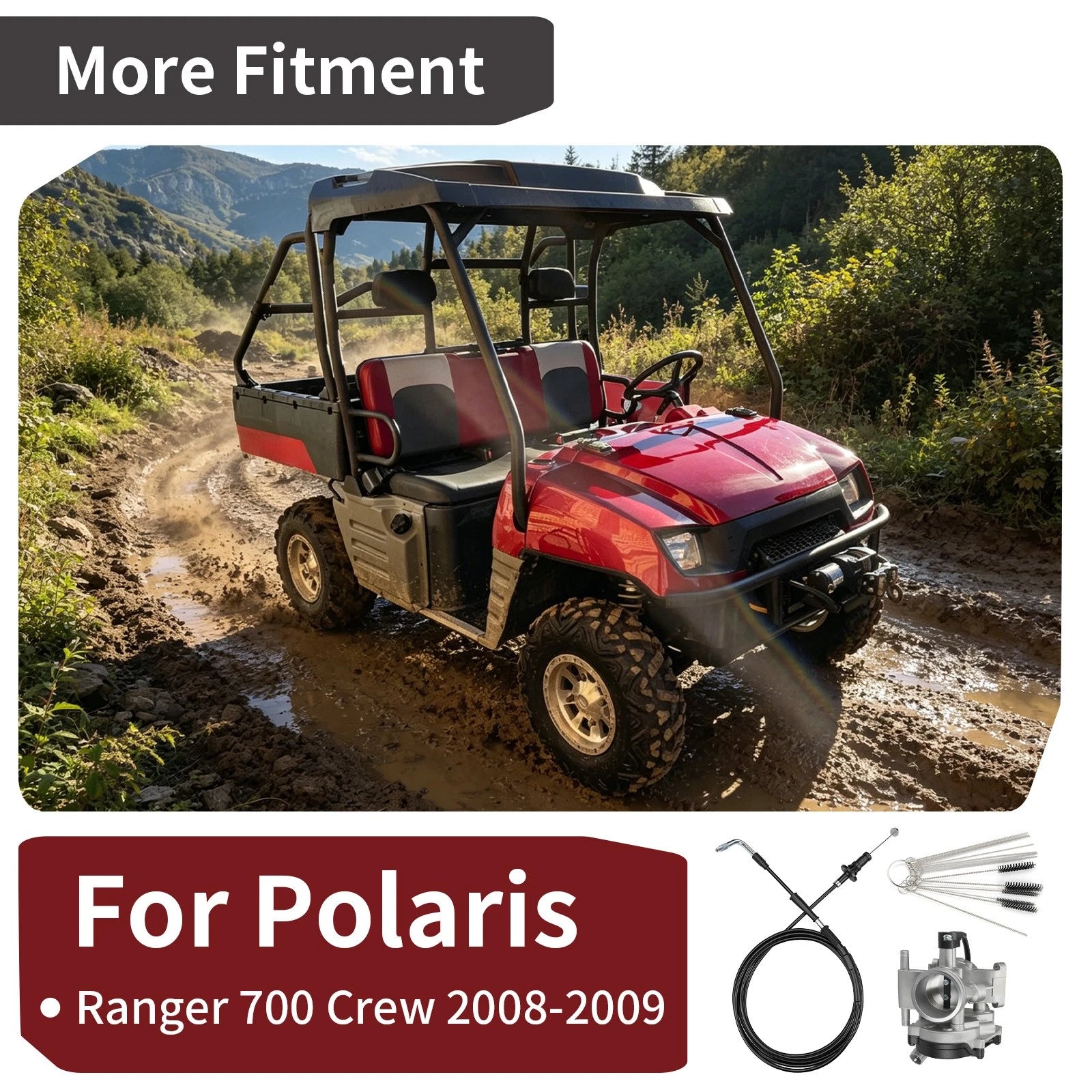 Throttle Body Kit w/ Throttle Cable & Cleaning Brush for Polaris Ranger Crew 700 (2006–2014)