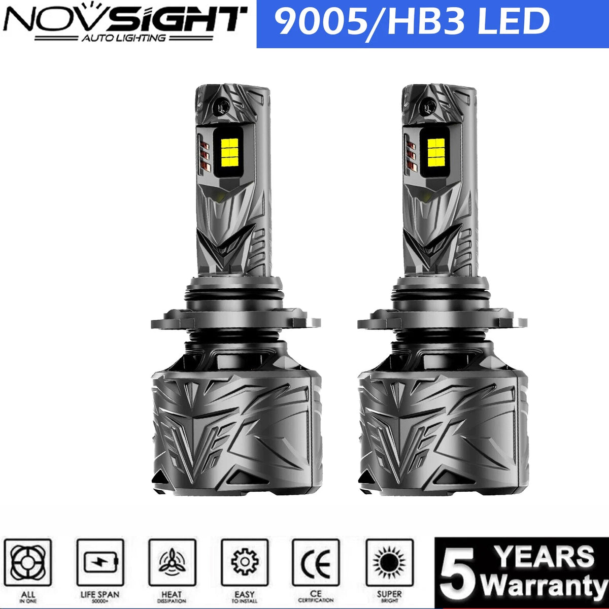 2X 9005 HB3 LED Headlight Bulb Kit for High Beam (60000LM, 6500K)