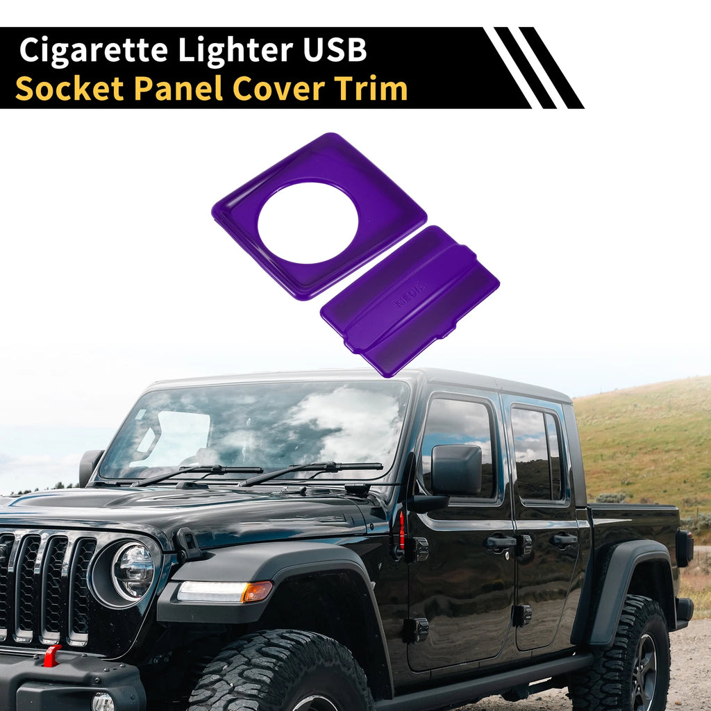 Cigarette Lighter USB Socket Panel Cover Trim for Jeep Wrangler JL (2018–2024) Purple