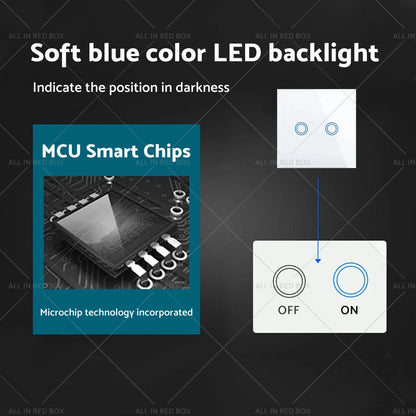Touch Wall Light Switch 2 Gang for AU (87x87mm)