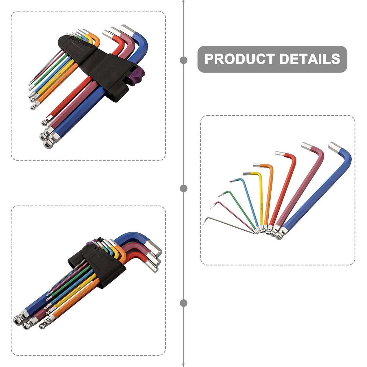 Colorful Metric Hex Key Set for Quick Identification