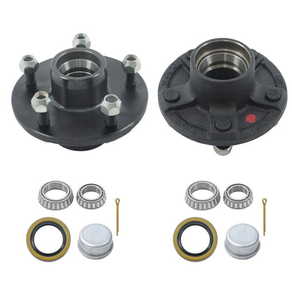 Set of 2 Trailer Hub Kits for 3,500 lb Axles (5 on 5" Bolt Circle)