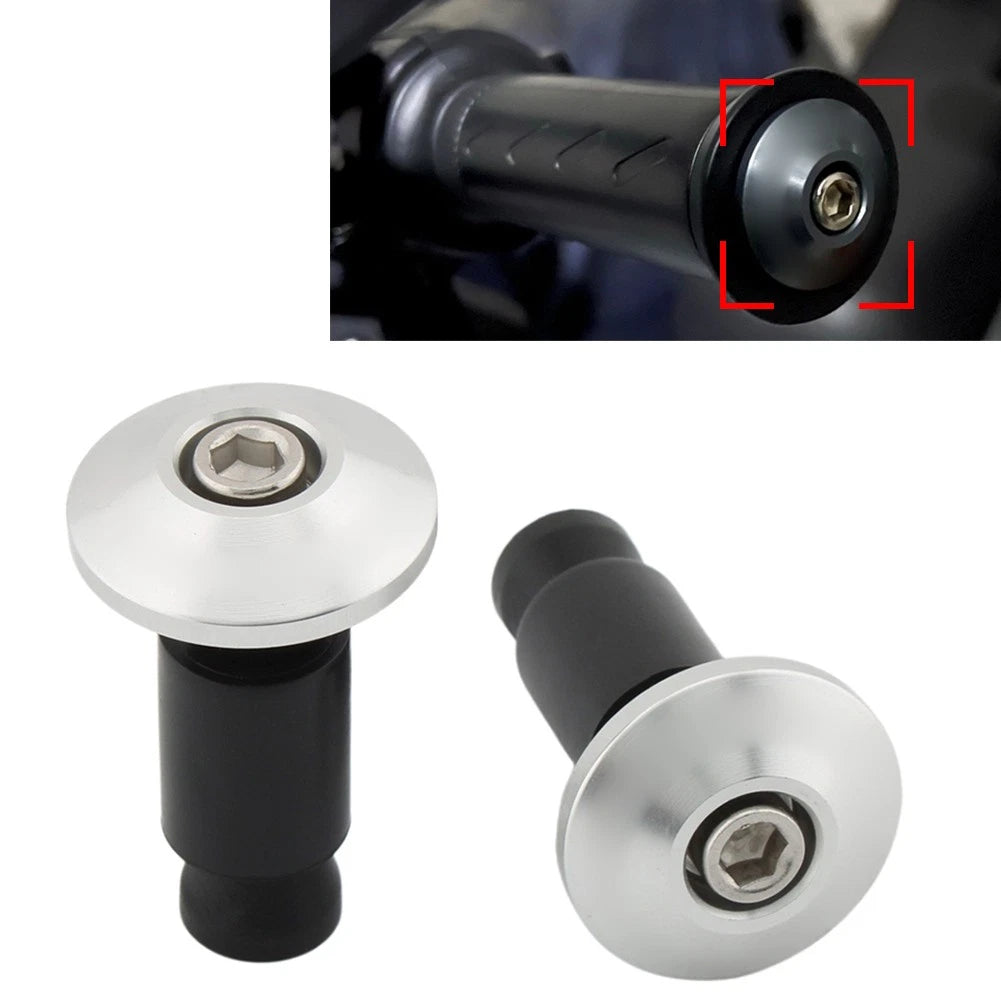 Handle Bar End Grips Cap Plugs for Motorcycle Dirt Bike (7/8'', Silver)