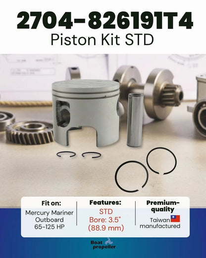 Piston Kit 2704-826191T4 14470 18-4626 STD for Mercury Outboard (75-125HP)