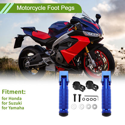 Motorcycle Foot Pegs Rear Set for Honda Suzuki Yamaha (Universal Fit)