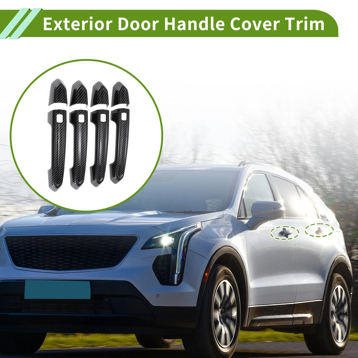 Set of 2 Exterior Door Handle Cover Trim for Cadillac XT4 (2013–2021)