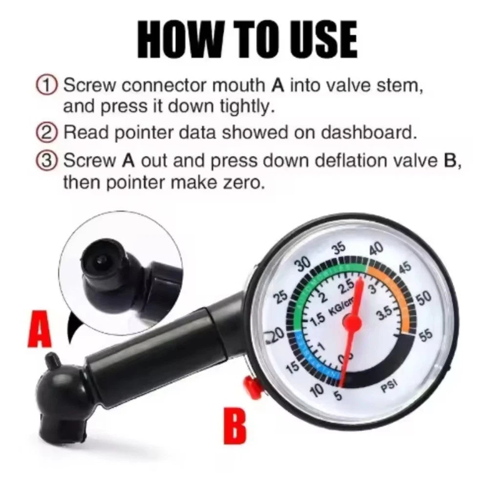 Auto Tire Pressure Gauge Mechanical Design with Deflation Pointer for Cars