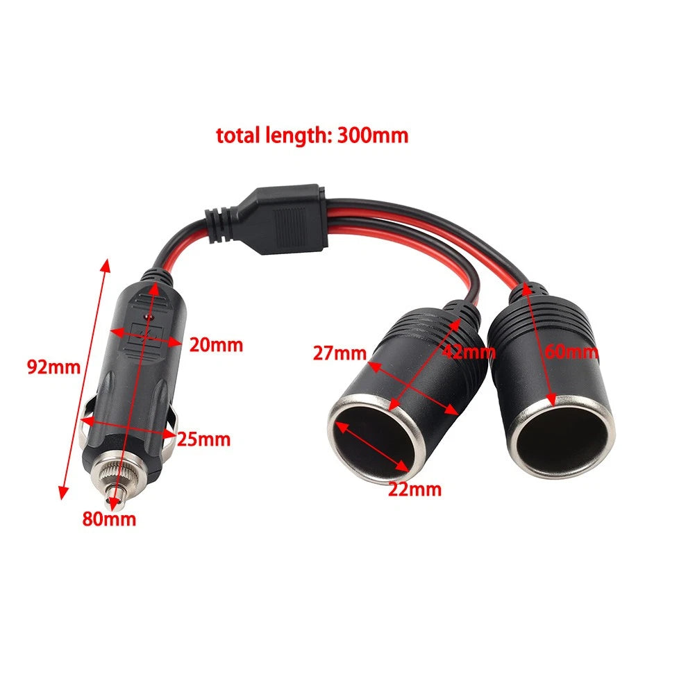 2X 12V/24V Car Cigarette Lighter Socket Plug Connector Power Adapter