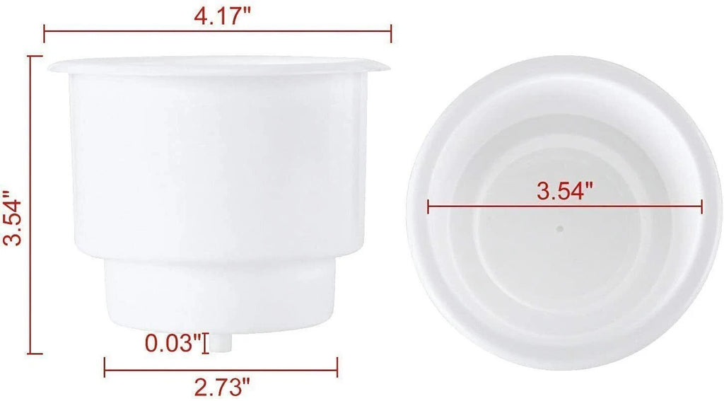 10Pcs White Recessed Plastic Cup Drink Holder with Drain for Boat