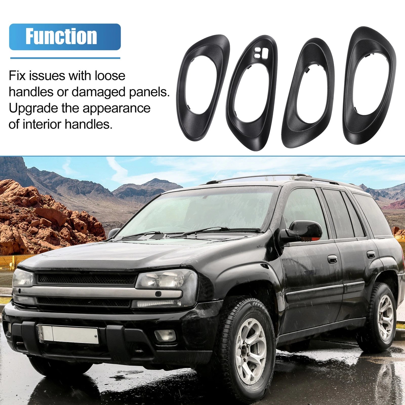 Interior Door Handle Cover Set Left Right for Chevy Trailblazer (2002–2009)