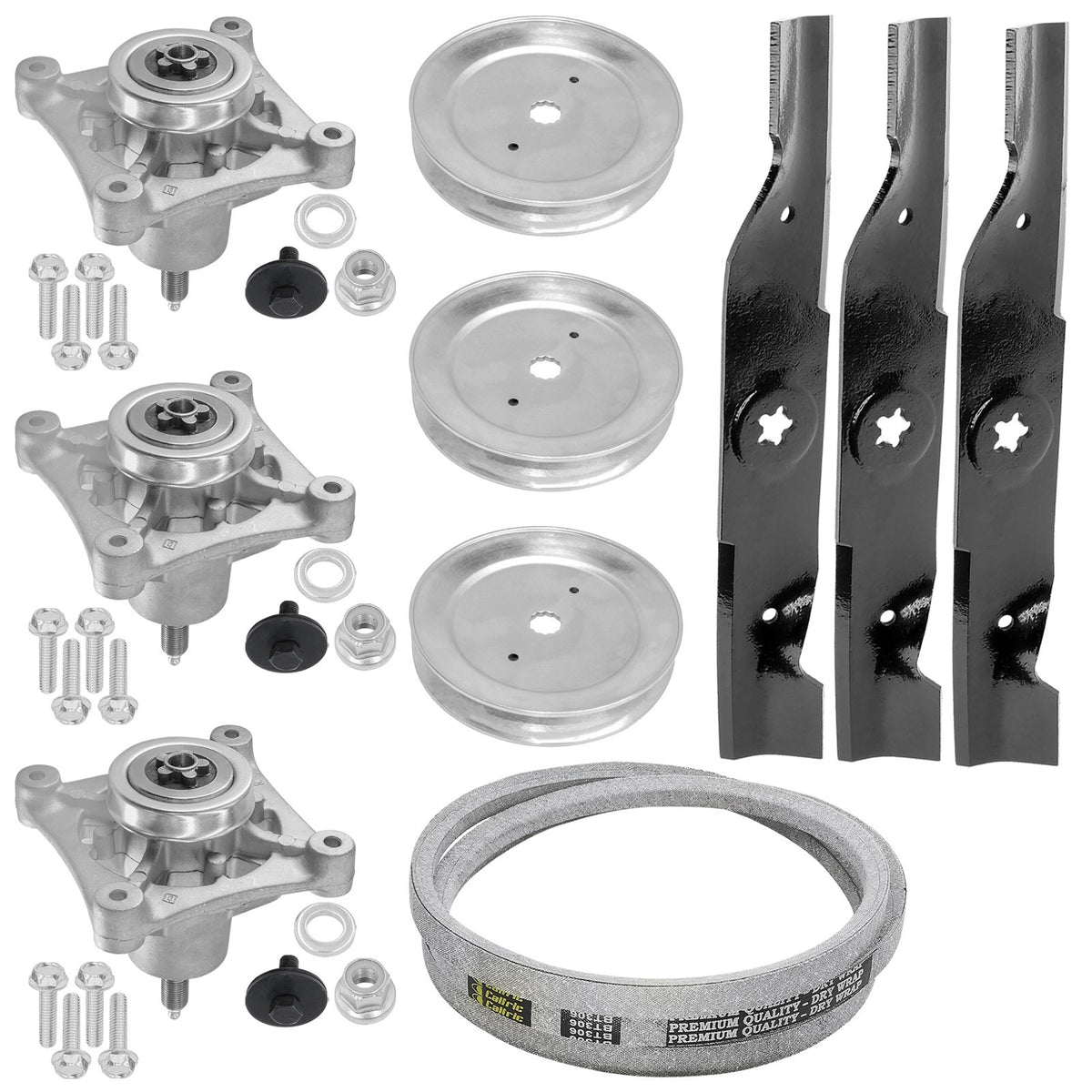 Deck Spindle Pulley Belt Rebuild Kit for Husqvarna YTH1848XP (48 in)