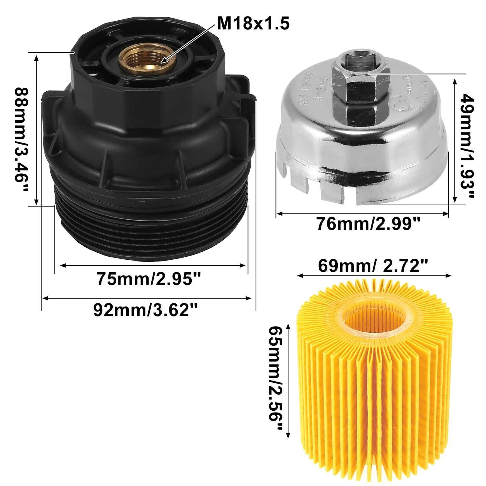 Oil Filter Cap with Remover Tool Replacement for Toyota Lexus ES350 (2007–2018)