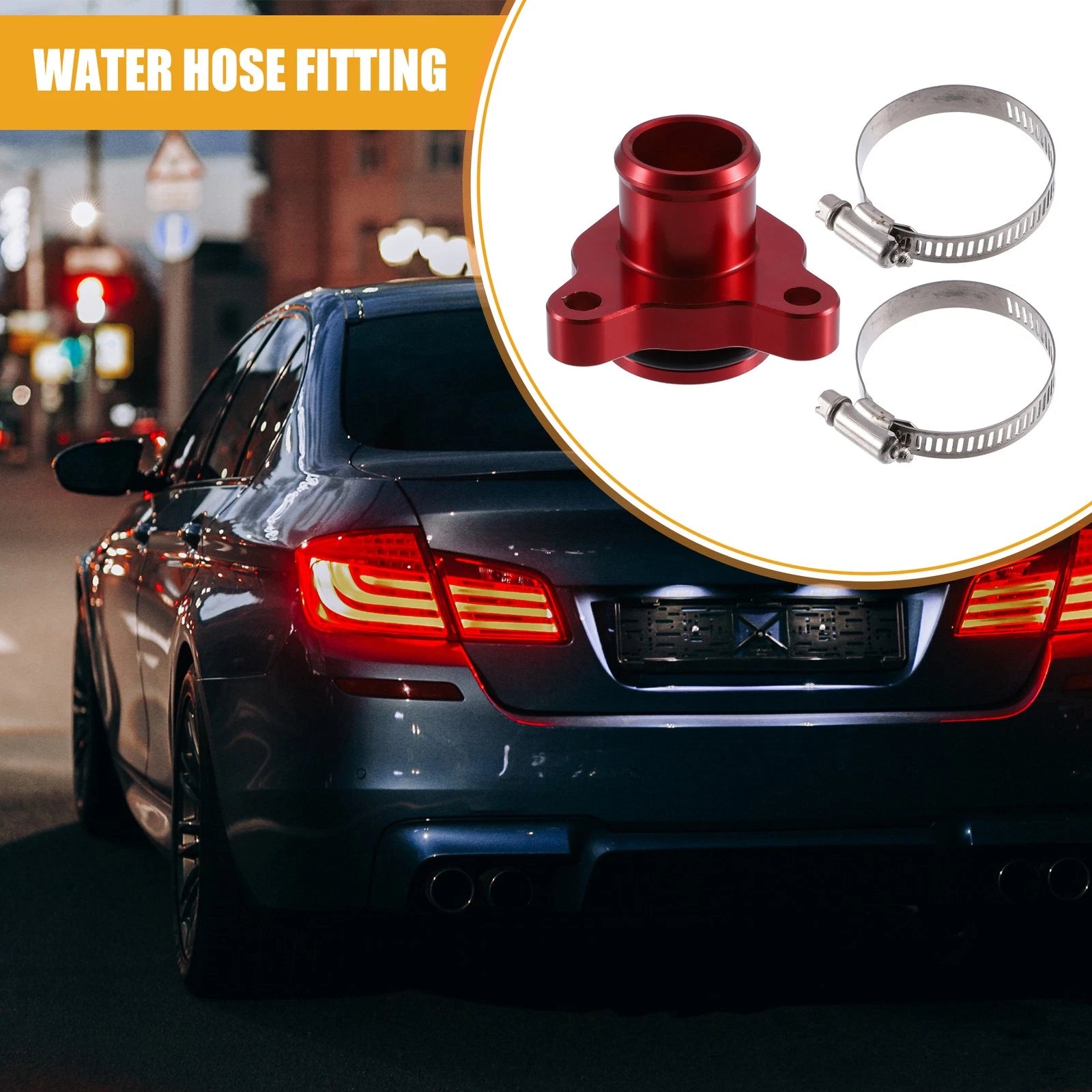 Engine Coolant Hose Fitting with Clamp for BMW 330i (Red) (2001–2005)