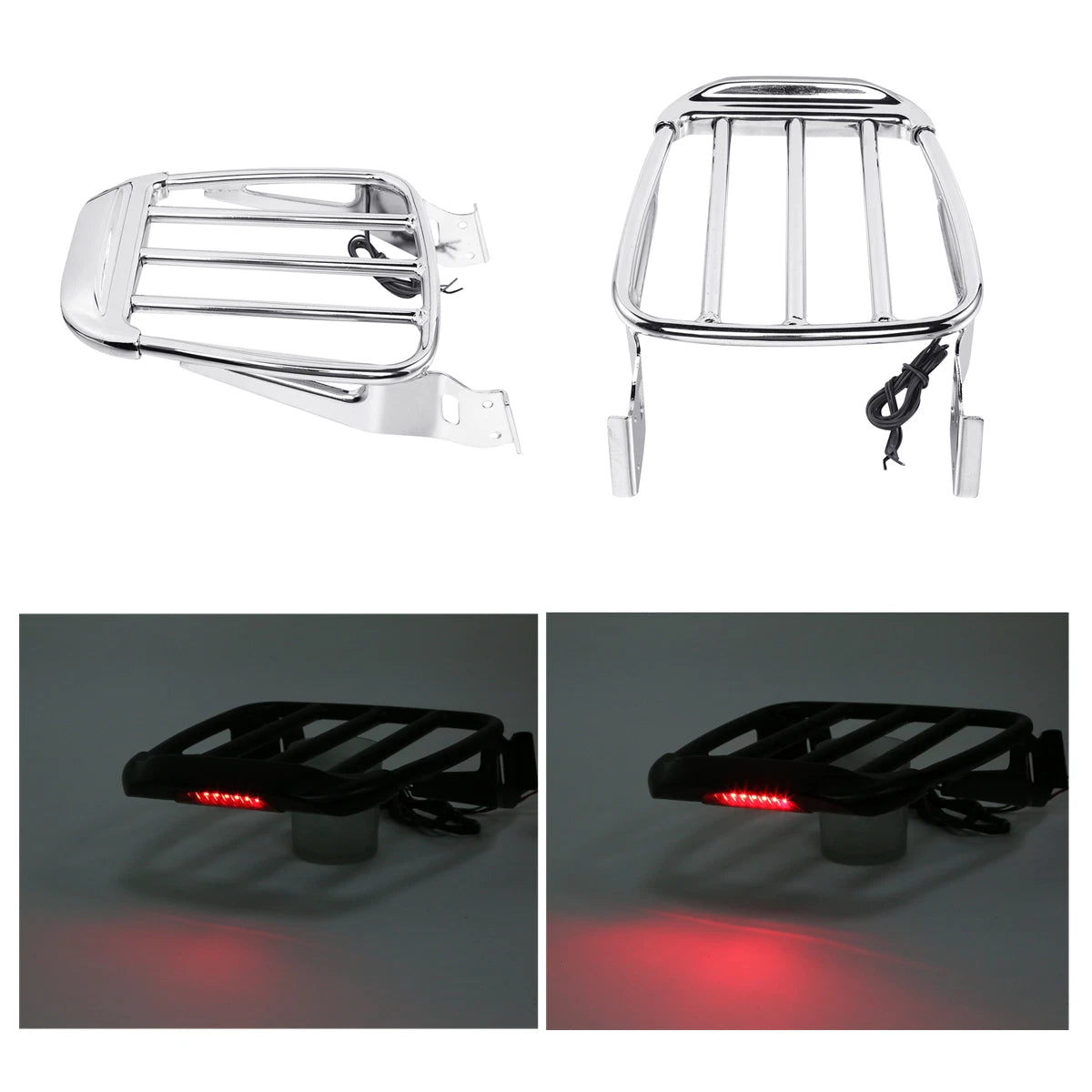 2X Luggage Rack with LED Tail Light for Harley FLST FLSTC FLSTNSE (2006–2017)