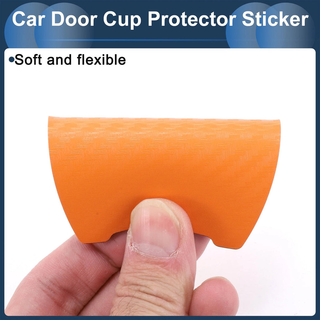 3D Car Door Handle Scratch Protector for Universal Vehicles (68x85mm) - Orange
