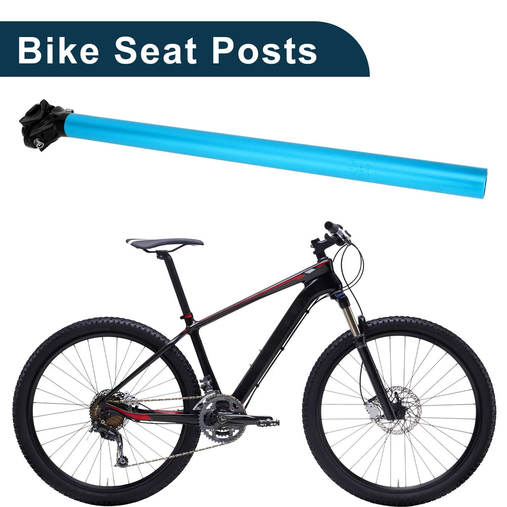 Seat Post Replacement for Bike 28.6x500mm Adjustable Angle Blue Aluminum (—)