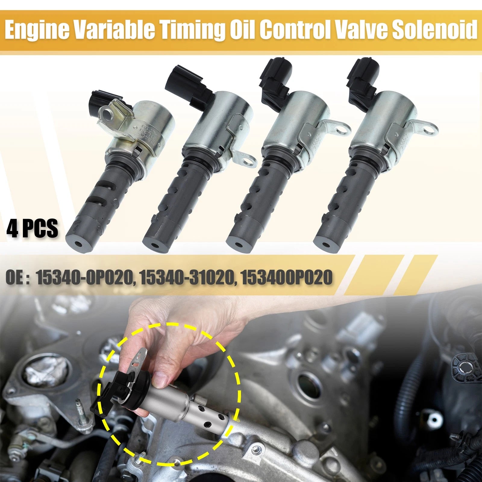 4pc VVT Variable Valve Timing Solenoid Replacement for Toyota Avalon Camry (2000–2015)