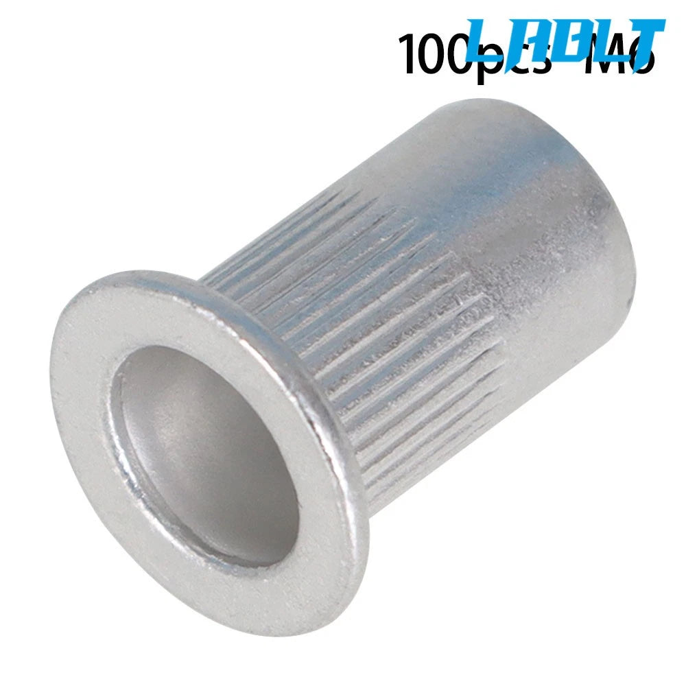 100X M6 6mm Flat Head Aluminum Rivet Nut for Various Applications