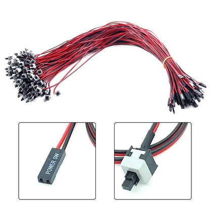 50PCS Power Reset Switch Cable for PC Motherboards (05m & 1m Length)