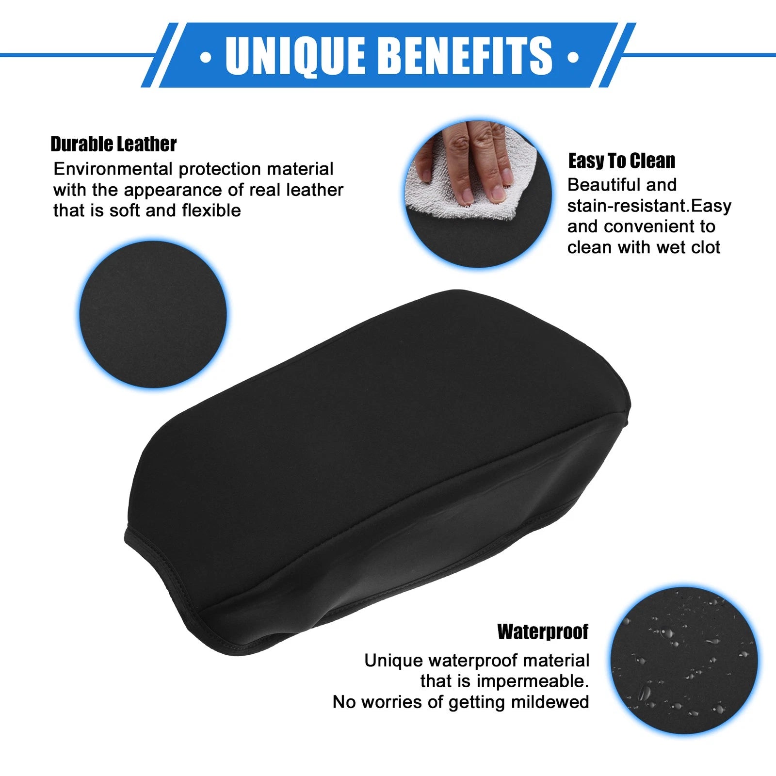 Armrest Protector Cover Pad for Jeep Compass (2010–2022) Neoprene Black