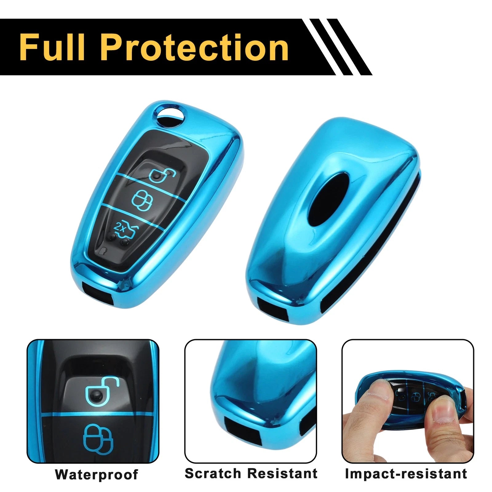 TPU Silicone Car Key Case for Ford Mondeo (3 Buttons)