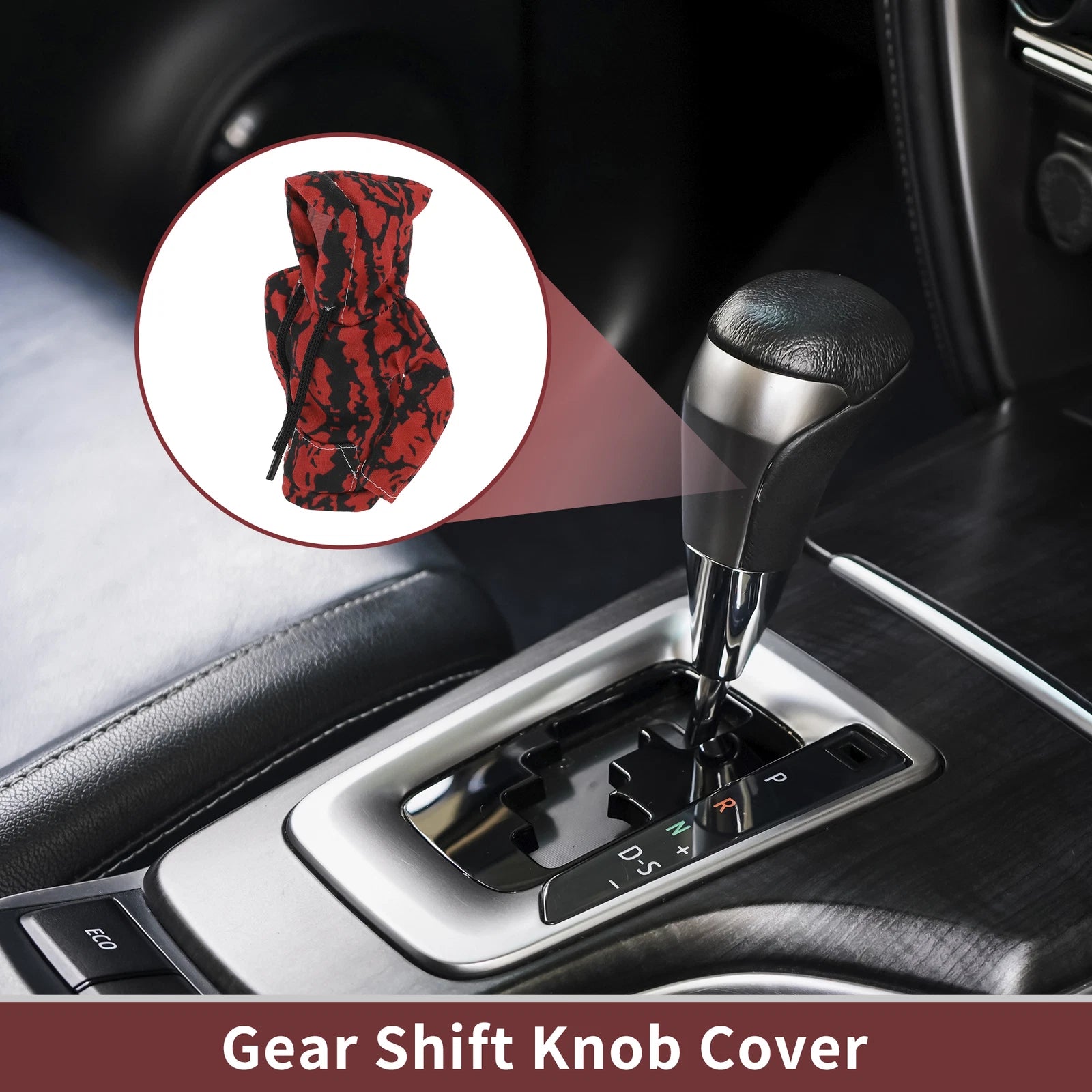 Gear Shift Knob Cover for - Red Black Polyester