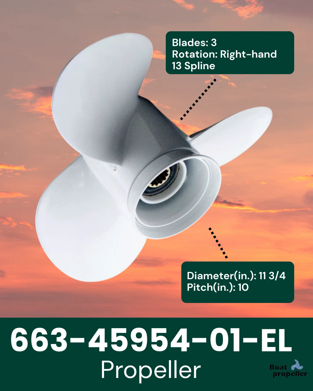 3X11 Propeller for Yamaha Outboard 40-60 HP (663-45954-01-EL)