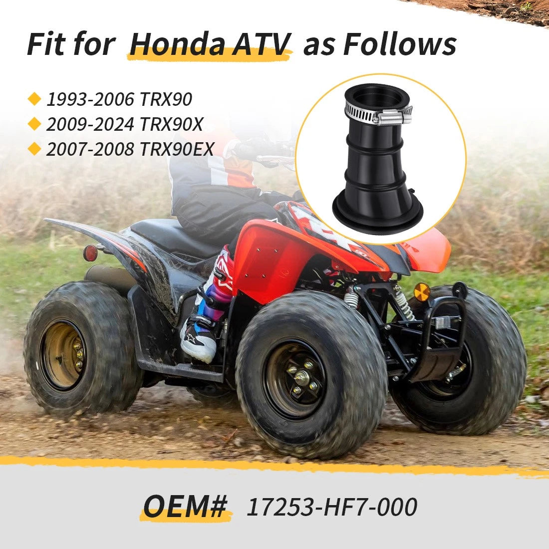 Air Box to Carb Intake Boot 17253-HF7-000 for Honda TRX90 TRX90EX TRX90X (1993–2024)