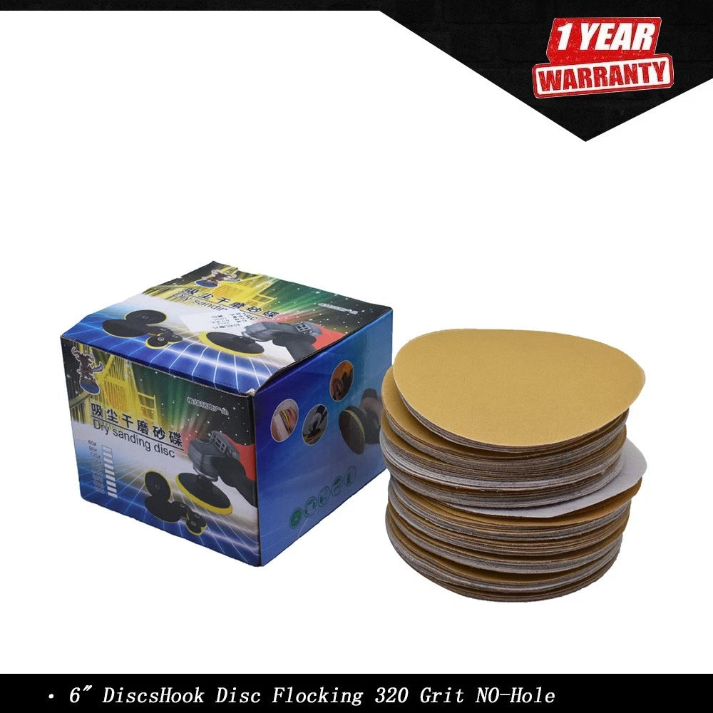 100 Pack 6" 320 Grit Hook Loop Sanding Discs