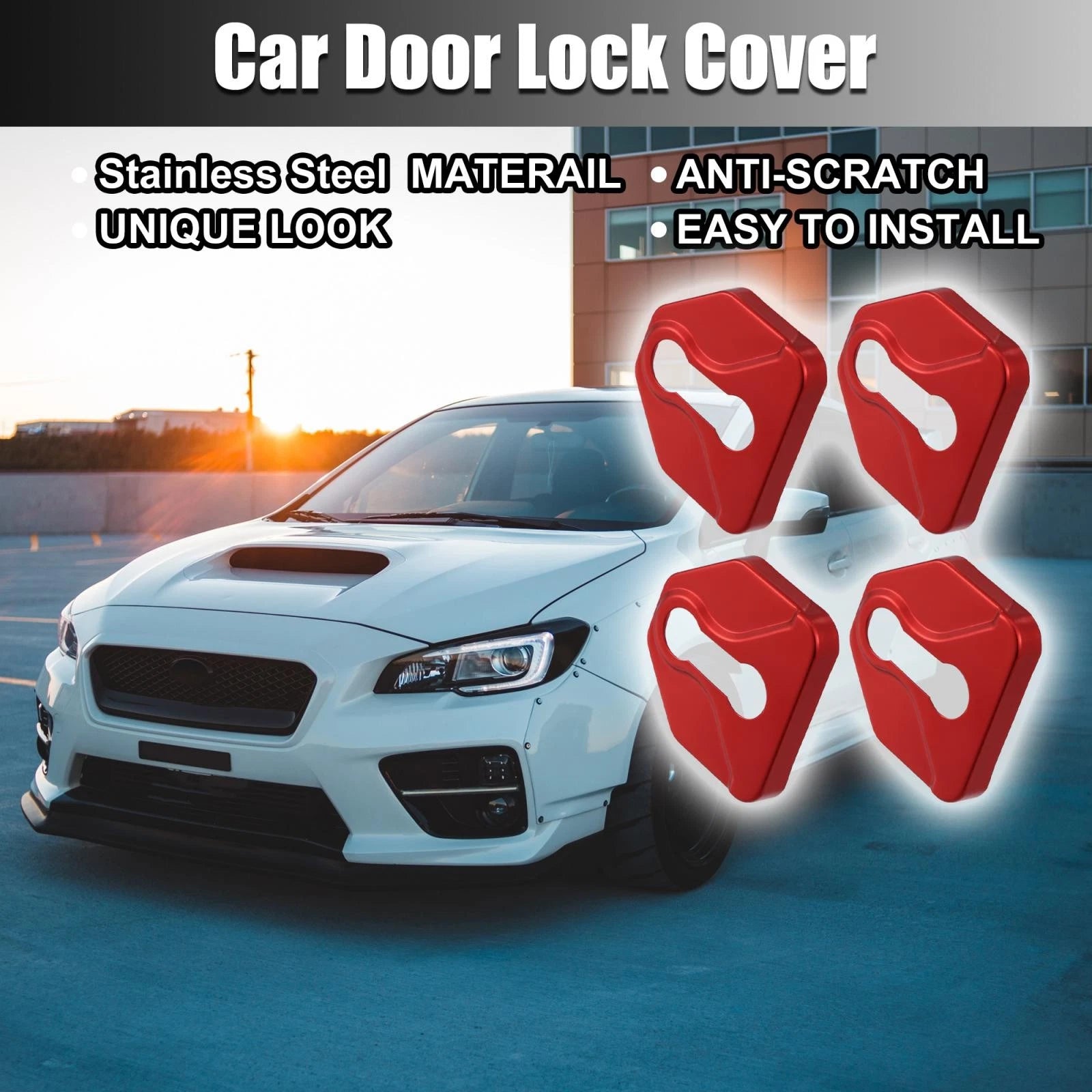 4pcs Door Lock Latch Covers Stainless Steel Protector for Subaru (2018–2024)