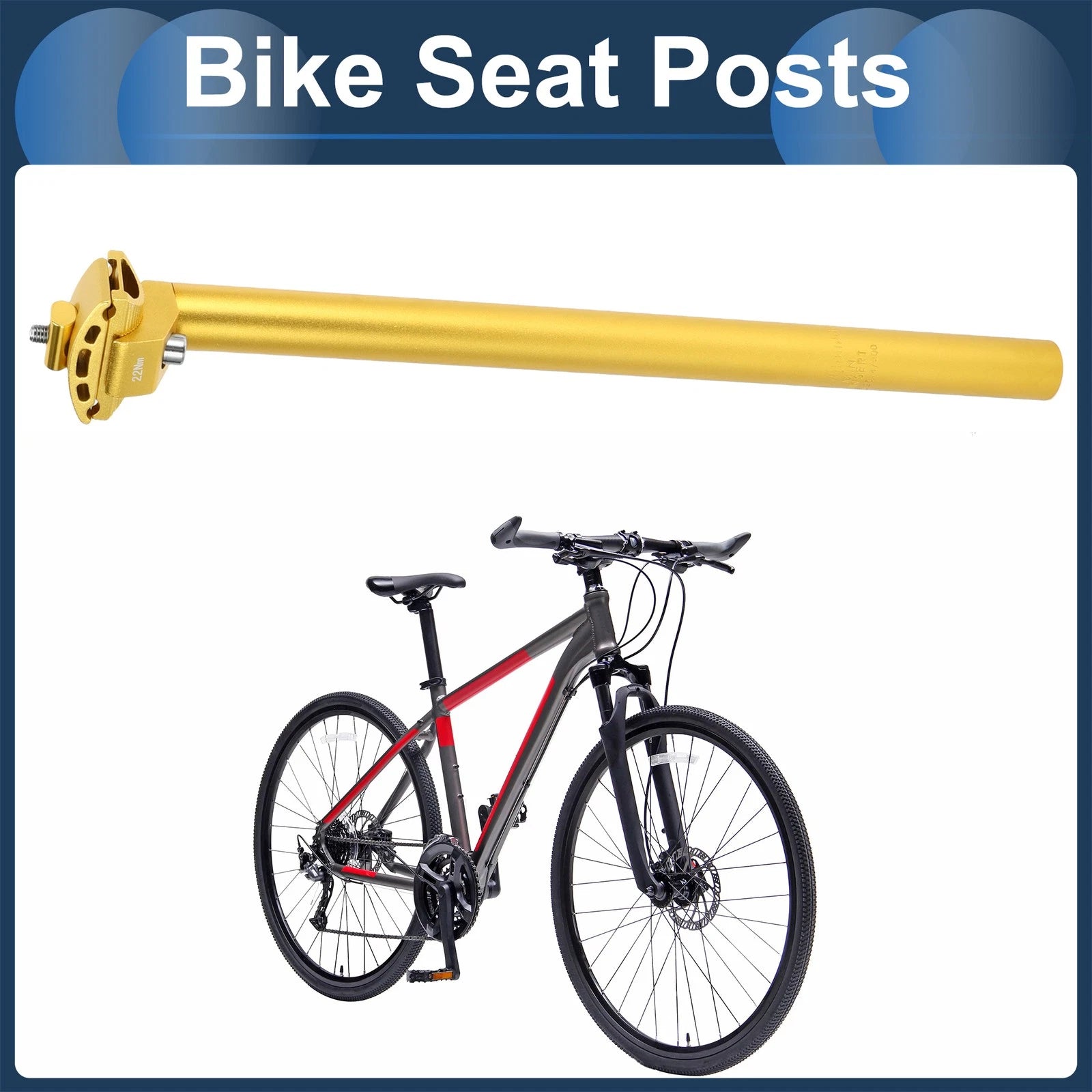 Bike Seat Post 25.4x400mm Adjustable Angle Aluminum for Universal (Any Make)
