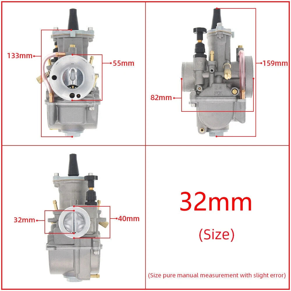 32mm Carburetor for PWK32 Keihin KOSO OKO ATV Go Kart Dirt Pit Bike (2/4-stroke)