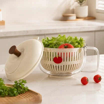 Salad Spinner for High-Speed Drying and Detachable Colander and Bowl