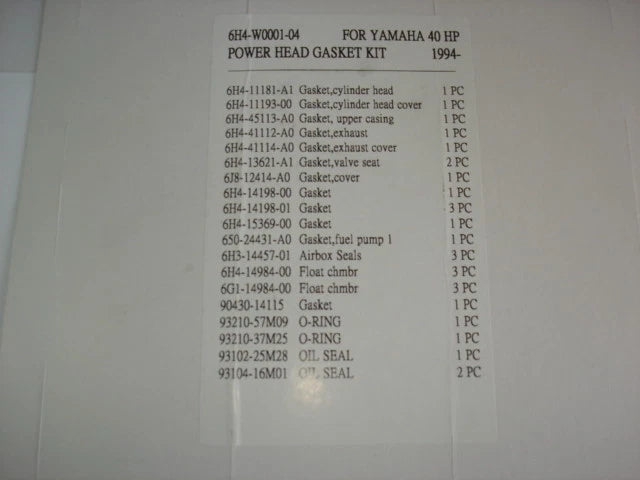 Gasket Set Kit for Yamaha 40HP-50HP 3Cyl (Replaces 6H4-W0001-04-00)