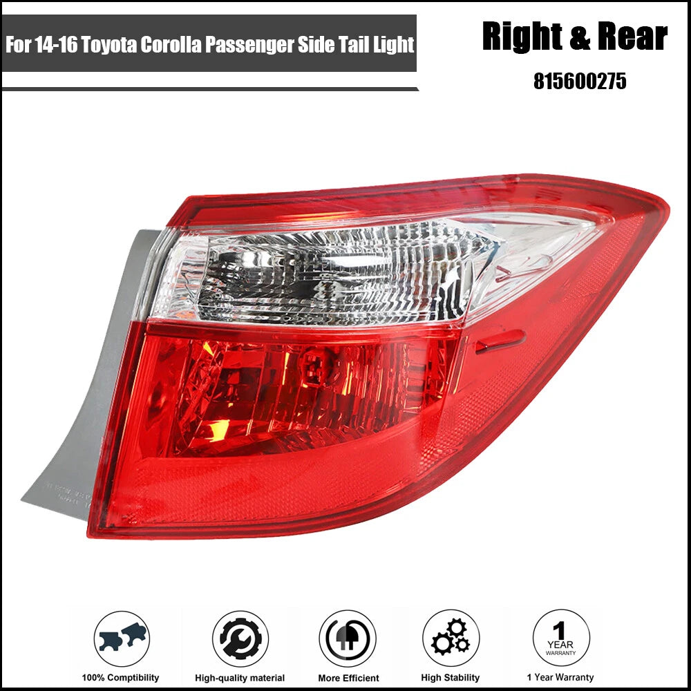 Passenger Side Tail Light Assembly for Toyota Corolla (2014–2016)