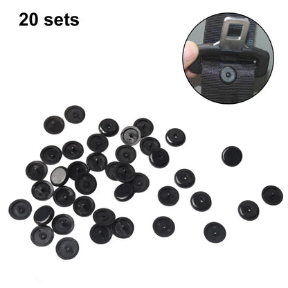Set of 20 Seat Belt Button Buckle Stops for Universal Fit (Black)