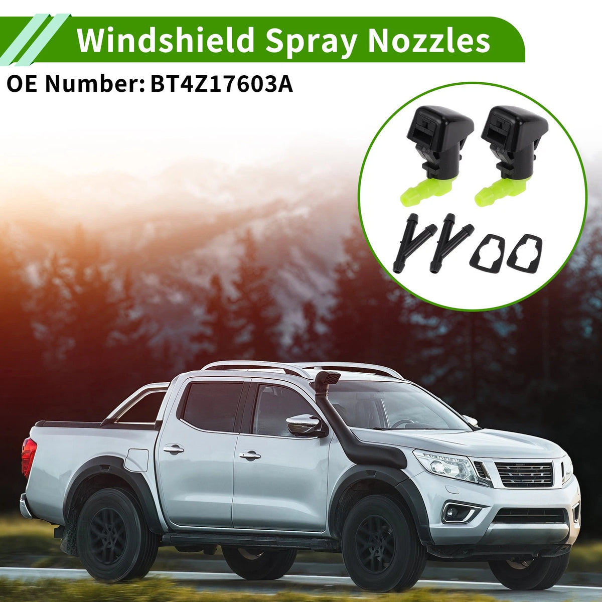 Windshield Washer Nozzle With 2 Hose Connectors for Ford Edge (2011–2015)
