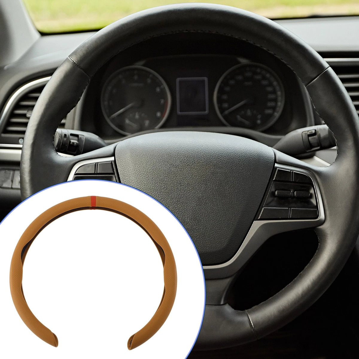Steering Wheel Cover for Car (14.96", Brown Red)