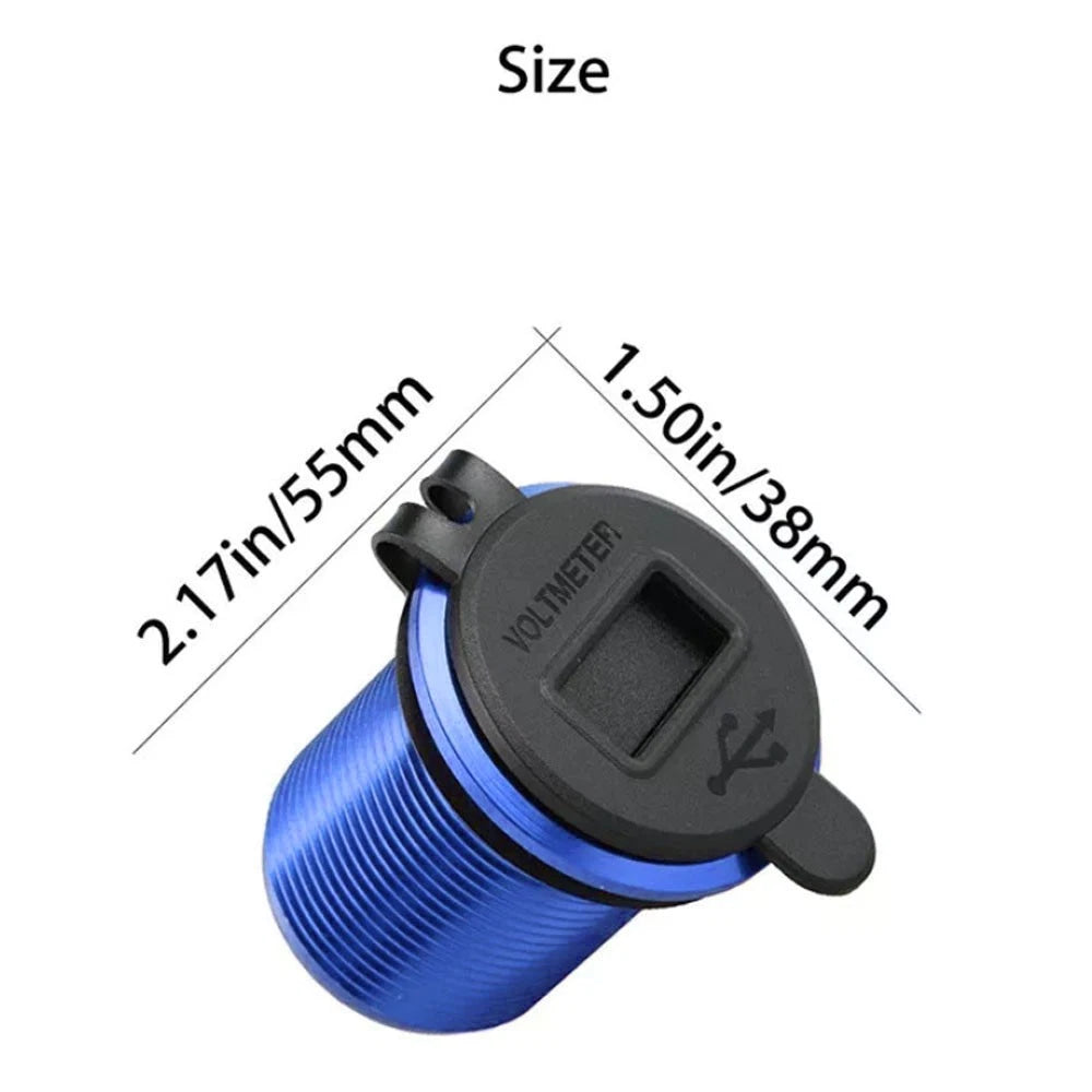 Dual USB 4.2A Car Charger With 60cm Line Cigarette Lighter Socket 12-24V Blue