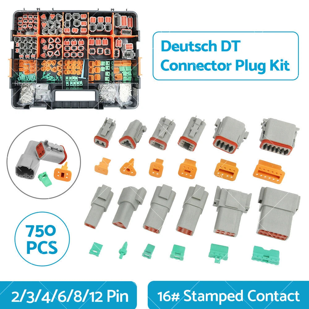 750PCS Deutsch DT Connector Kit 2-12 Pin for Various Applications